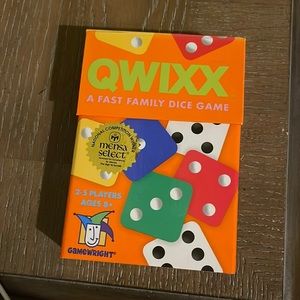 This is QWIXX a fast family dice game. It is for ages 8+ and 2-5 players.